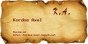 Kordos Axel névjegykártya
